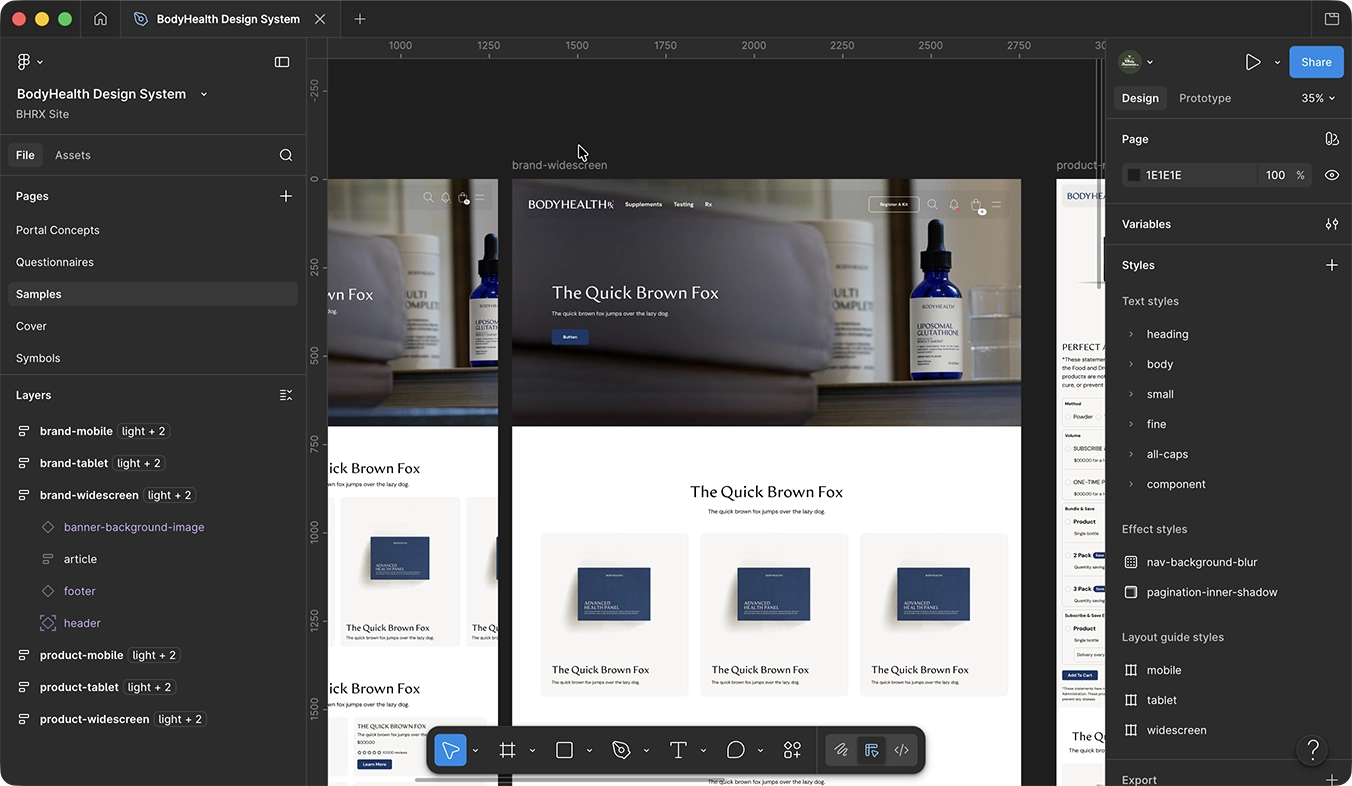BodyHealthRx handsome wireframe showing early home page layout